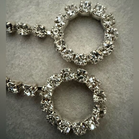 Sparkly Rhinestone Drop Circle Earrings – Elegant Statement Jewelry - Picture 7 of 17